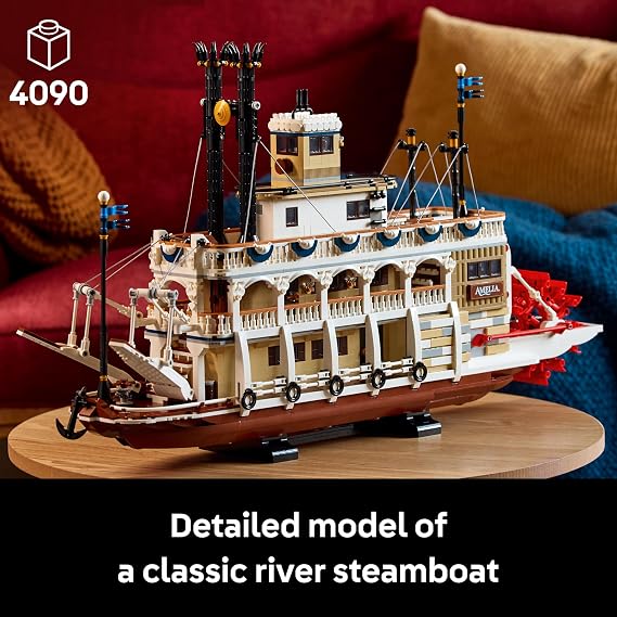 LEGO Ideas River Steamboat Building Set - Room Decor for Men and Women - Boat Model Building Kit for Adults, Ages 18+ - Arts & Crafts Display for...